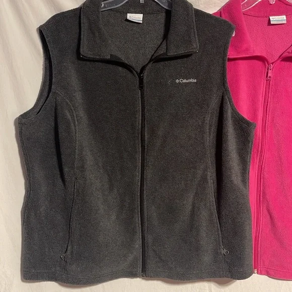 Columbia 3X Fleece Vest Bundle Gray Pink Zip Up Plus Size Women’s Jacket Soft - Picture 2 of 7